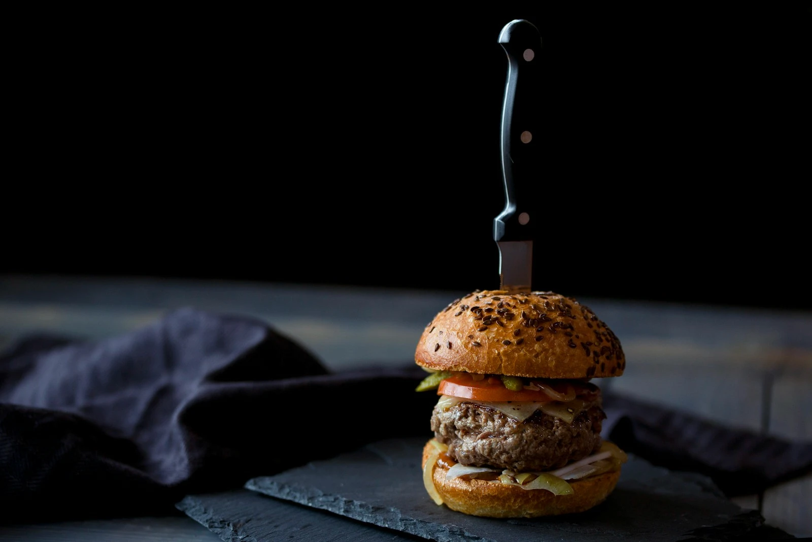 Editorial photograph of an American burger